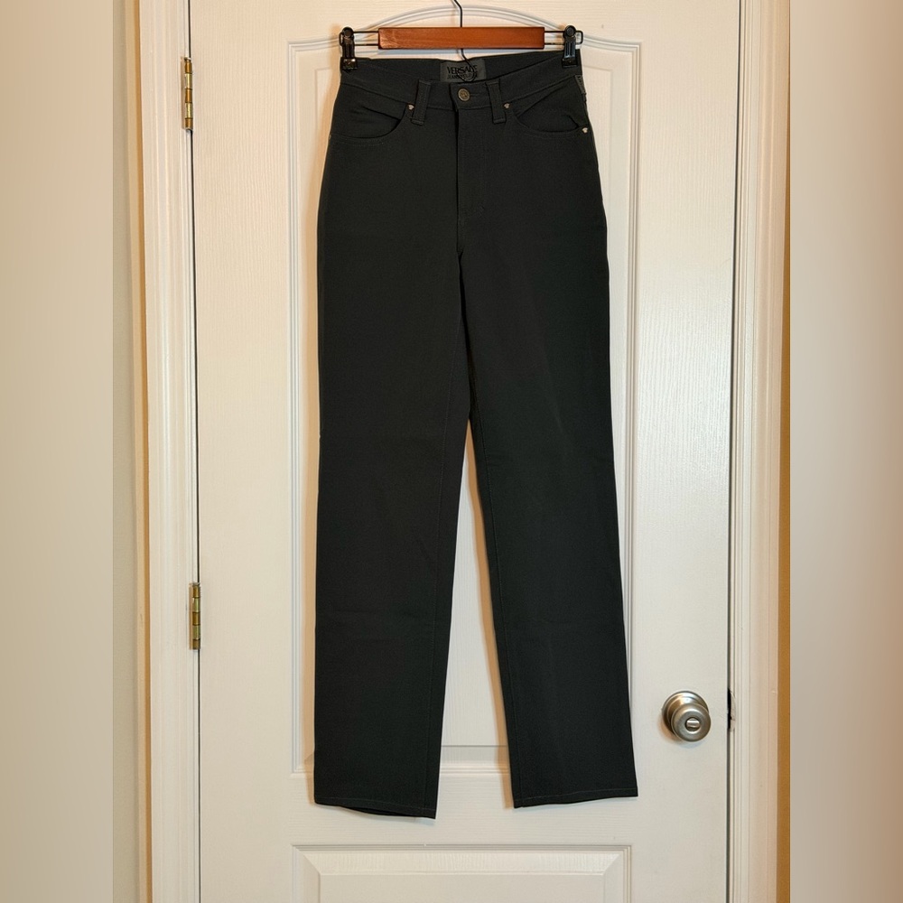 Versace Jeans Couture Dark Gray Pants Medusa Head Button Closure Size 28